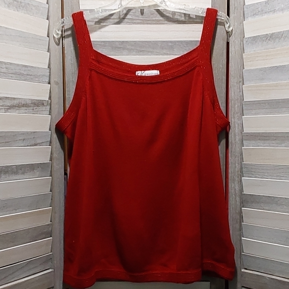 Sweater tank top with metallic trim | Dress Barn | 22/24